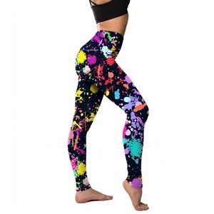 Colorful Splatter Print Stretchy Leggings